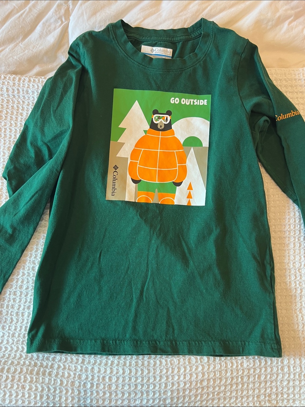 Columbia Green Long Sleeve 'Go Outside' Bear Graphic Tee